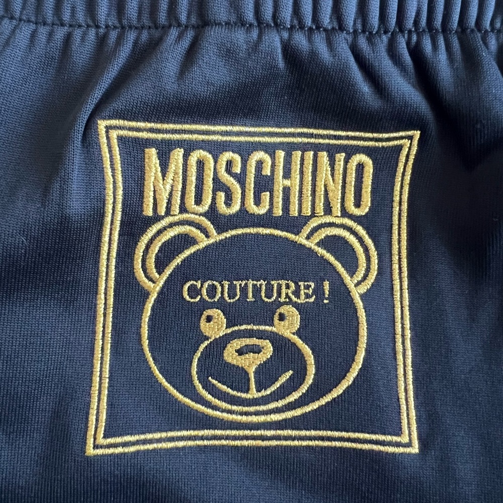 Moschino Couture Gold Teddy Bear label track pants, size 40 (US 6), NWT